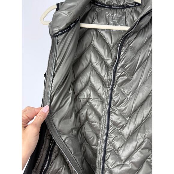 Calvin Klein Performance Puffer Vest Women L Green Premium Down Filling Pockets - Picture 4 of 8